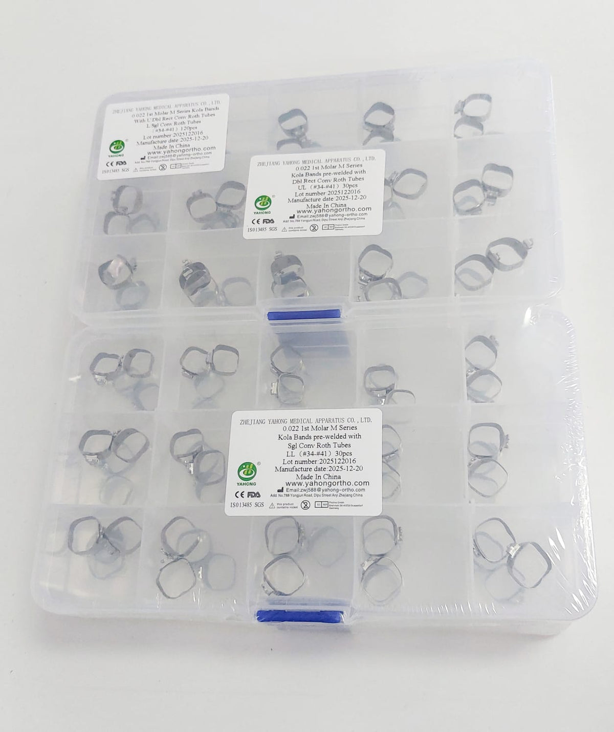 0.022 1st Molar M Series Kola Band with Dbl Rectangular Conv Roth Tubes L: Sgl Conv Roth Tube- Size (#34-41)