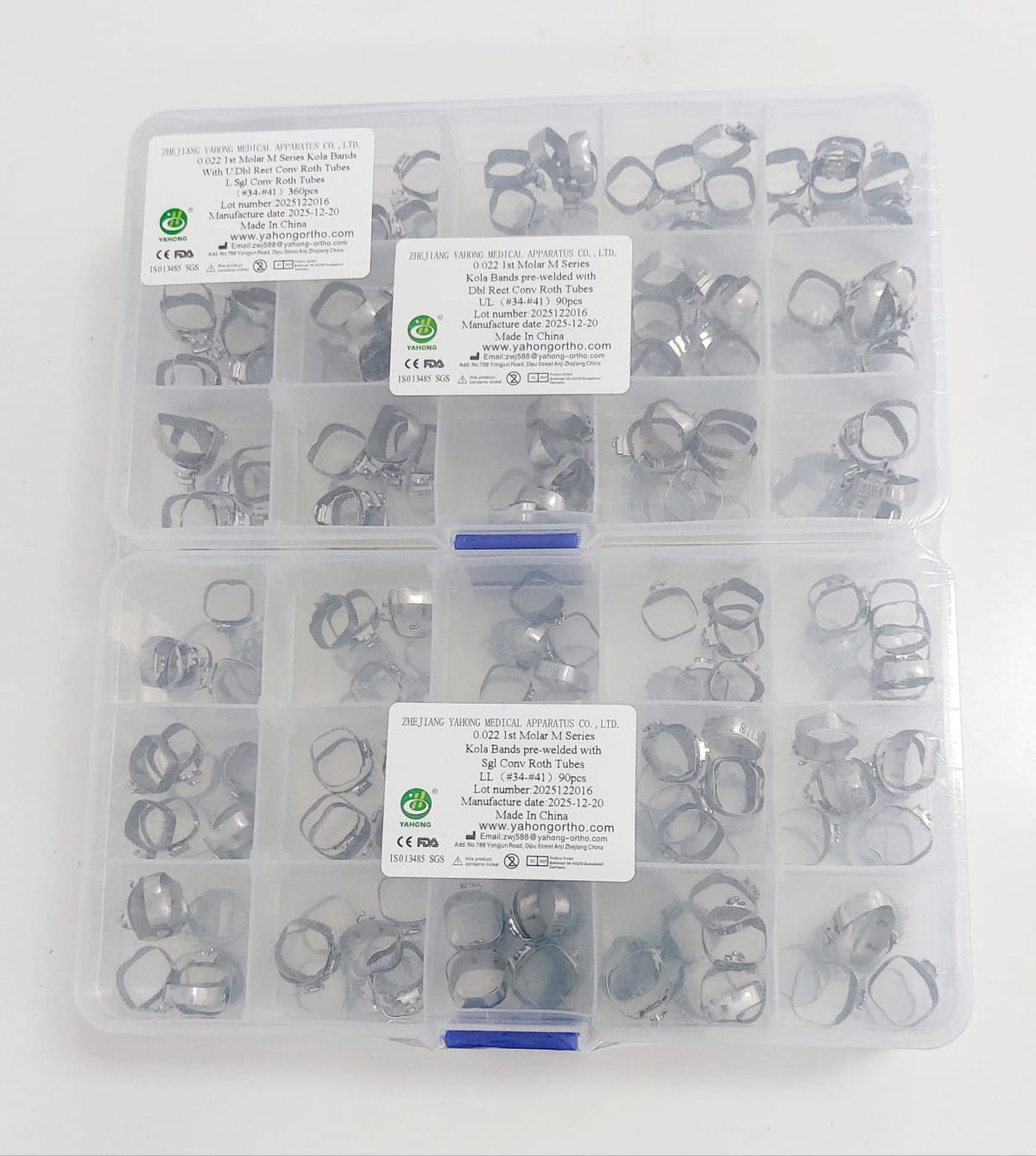 0.022 1st Molar M Series Kola Band with Dbl Rectangular Conv Roth Tubes L: Sgl Conv Roth Tube- Size (#34-41)