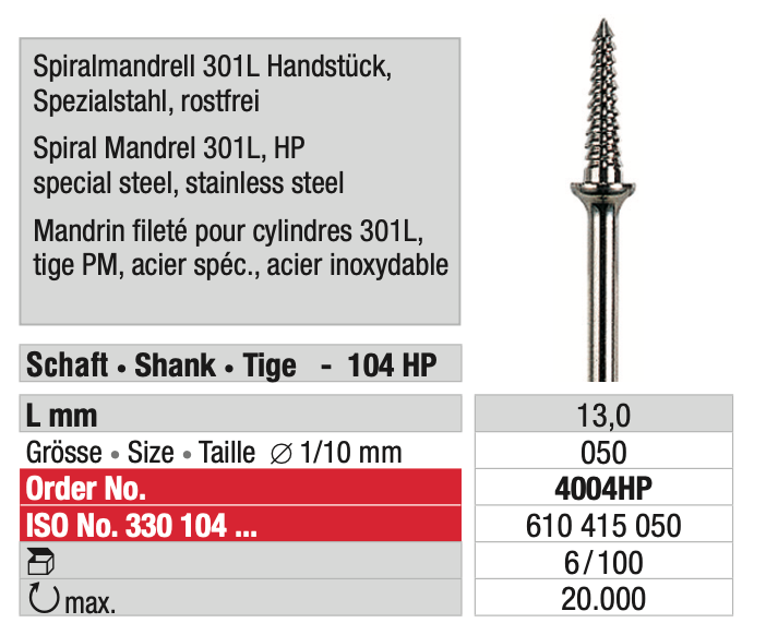 Spindle Shaped Mandrel