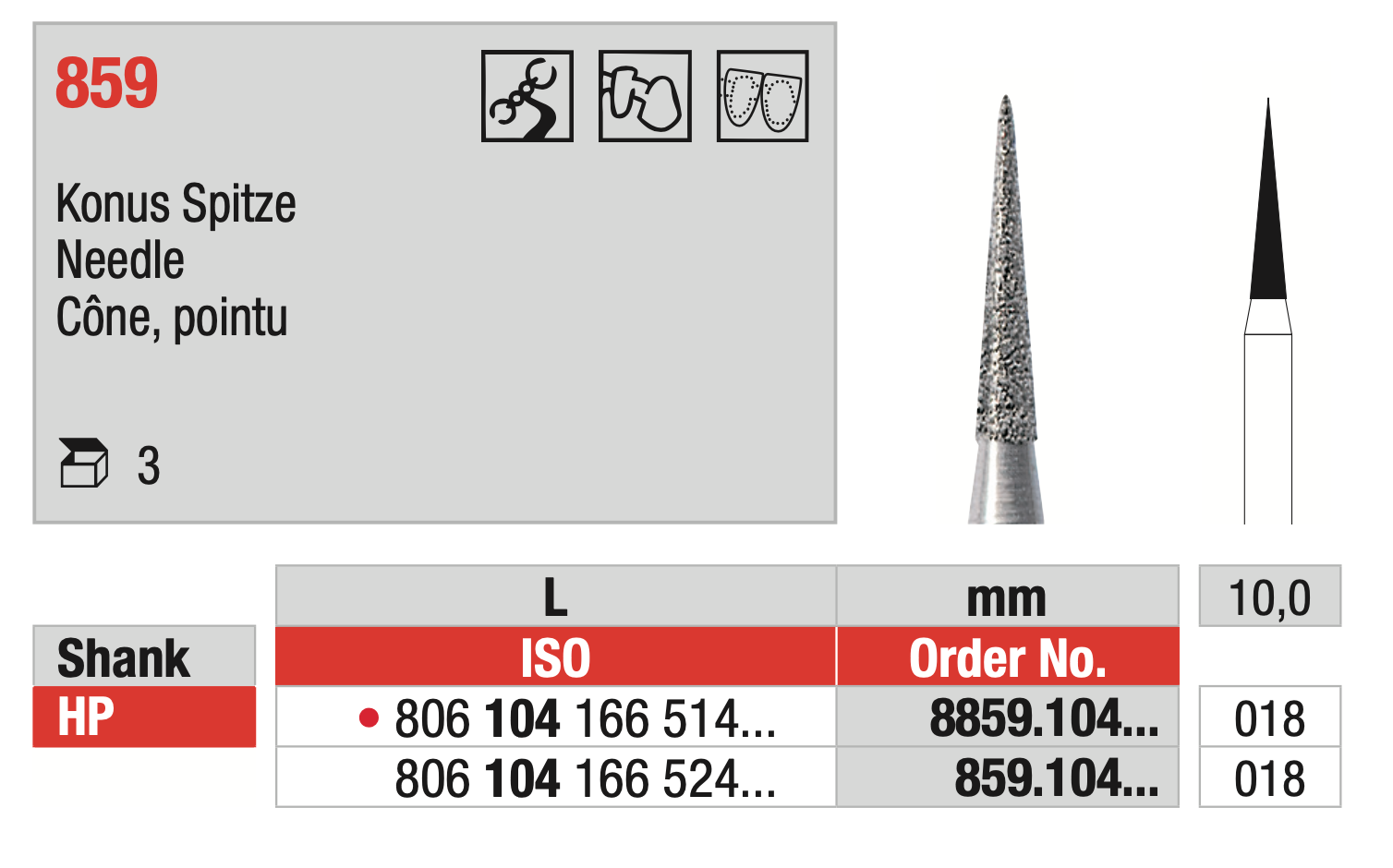 Needle Diamond Bur HP - 859.104.018