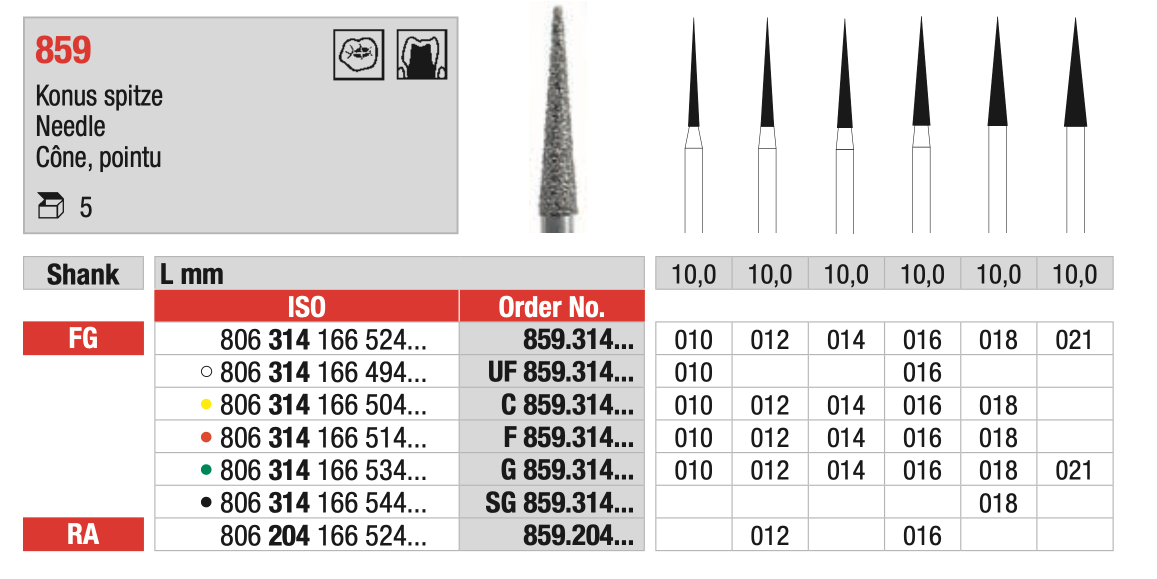 Needle Diamond Bur RA - 859.204.012