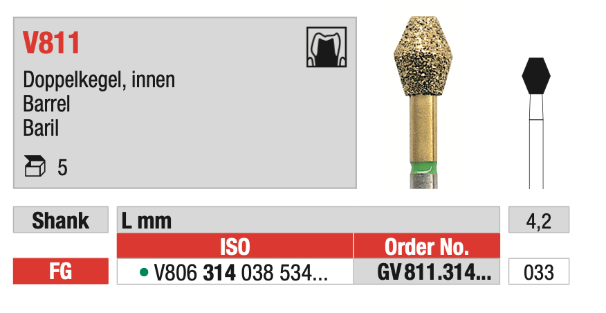 DiaCut Multilayer Diamond Bur FG - Barrel