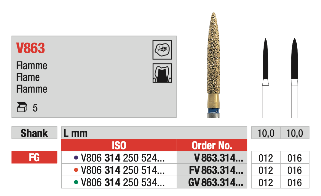 DiaCut Multilayer Diamond Bur FG - Flame