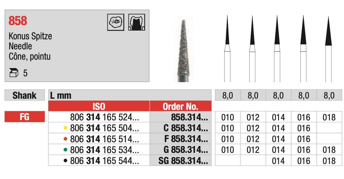 Needle Diamond Bur FG - ISO 806 314 165