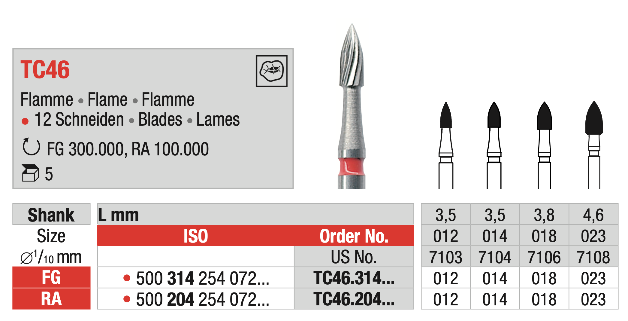 Tungsten carbide Finisher Bur - Flame