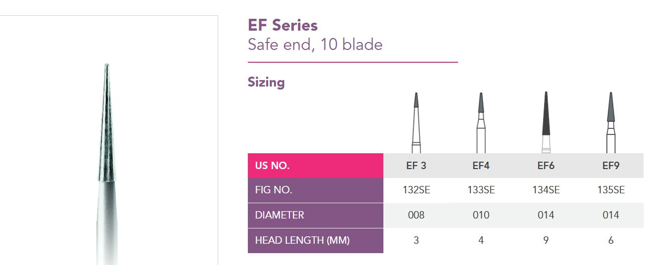 Carbide Gold Fine Finishing Bur Ef9