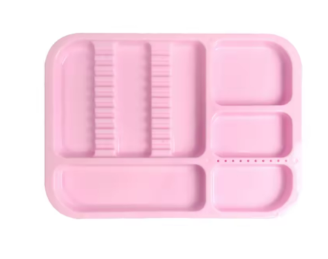 Divided plastic flat tray autoclavable