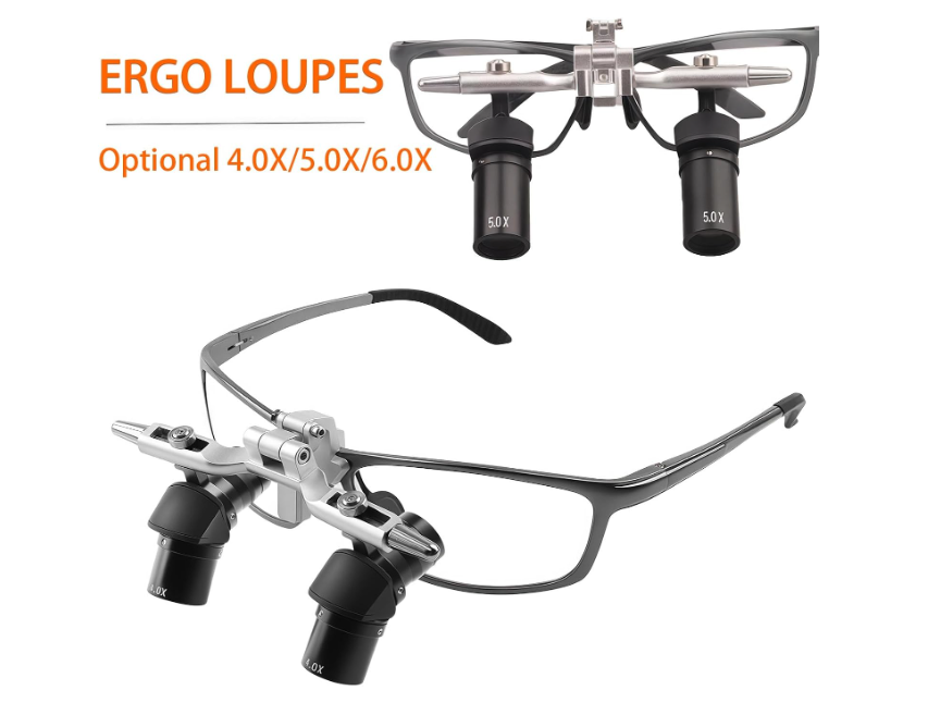 Dental Loupes Ergo Set Different Zoom: 4X,5X,6X with LED Light 5W