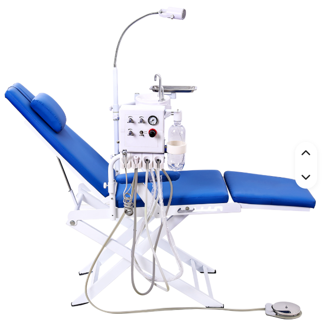Dental Folding Chair- Portable Mobile Chair Unit with Turbine Unit & LED Light