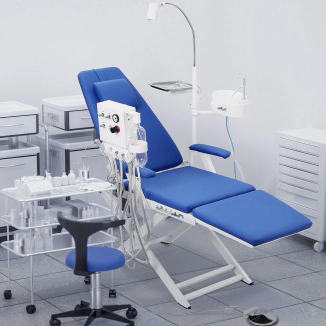 Dental Folding Chair- Portable Mobile Chair Unit with Turbine Unit & LED Light