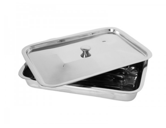 Universal tray rectangle with cover stainless steel