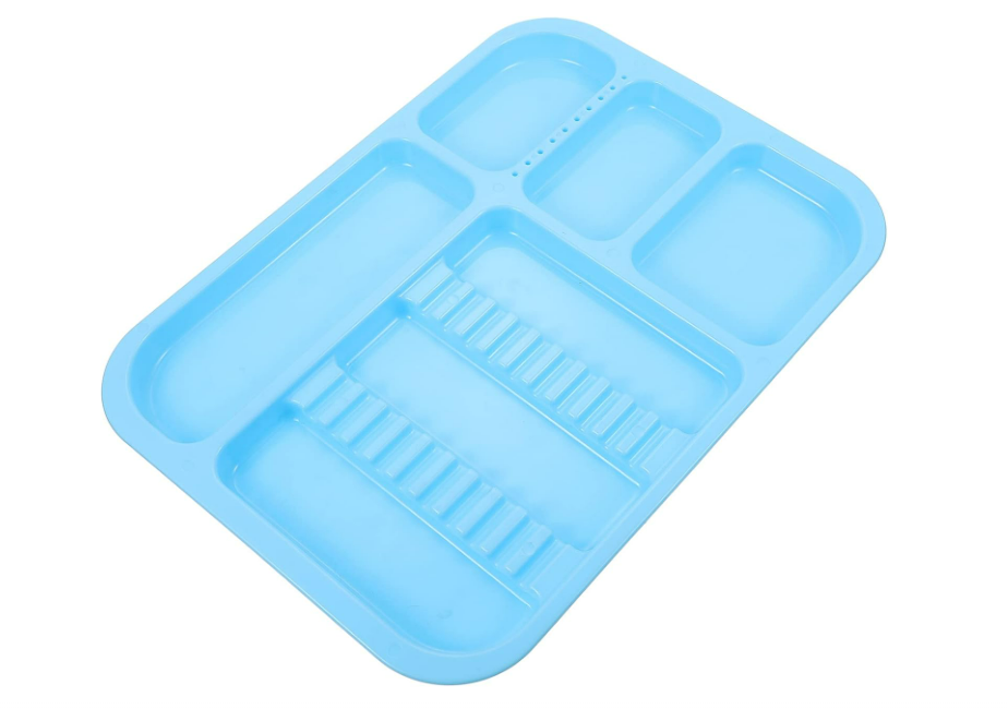 Divided plastic flat tray autoclavable
