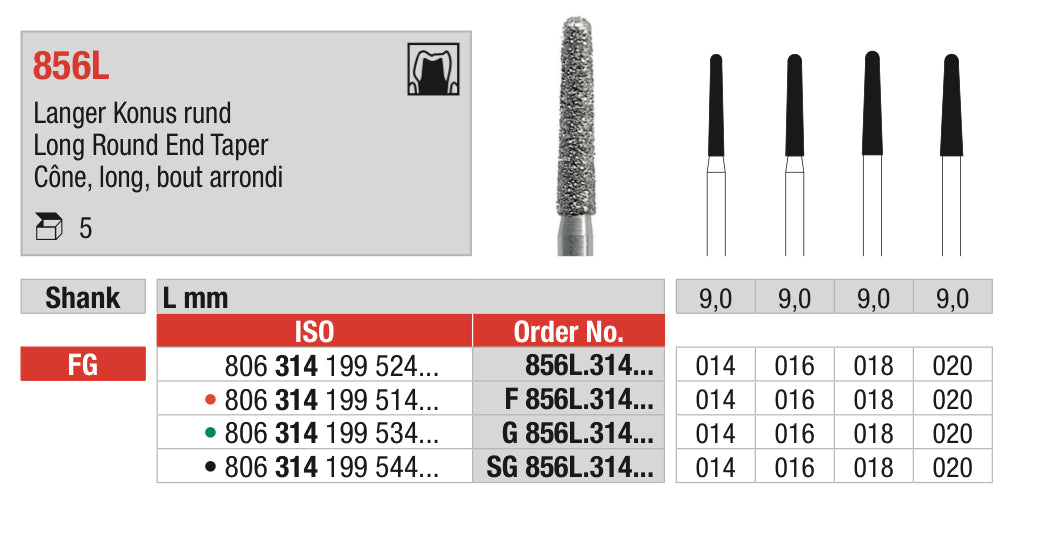Long Round End Taper Bur