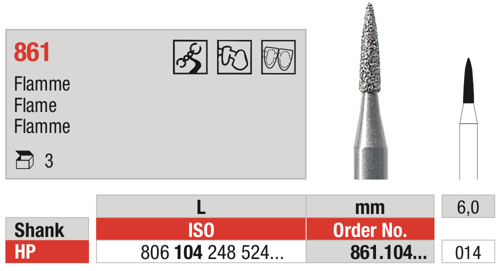Flame HP Diamond Bur - ISO 806 104 248