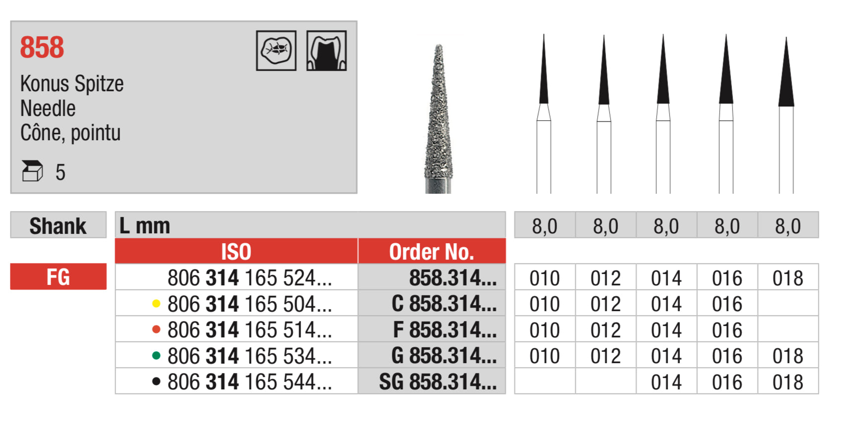 Needle Diamond Bur - ISO 806 314 165