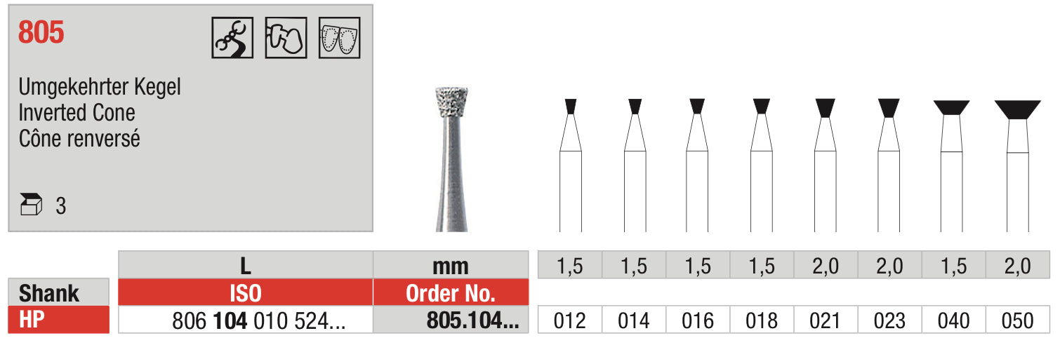 Inverted Cone Diamond Bur HP - ISO 806 104 010 524