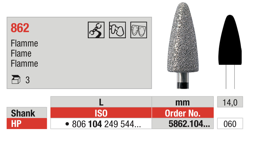 Flame HP Diamond Bur - ISO 806 104 274