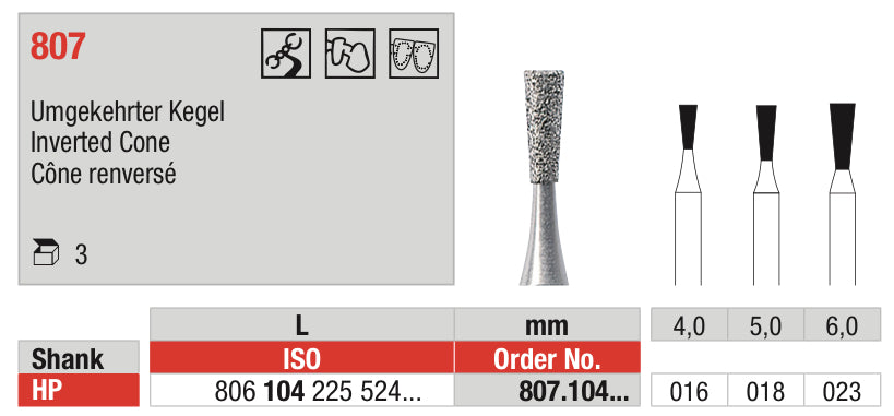 Long Inverted Cone Diamond Bur