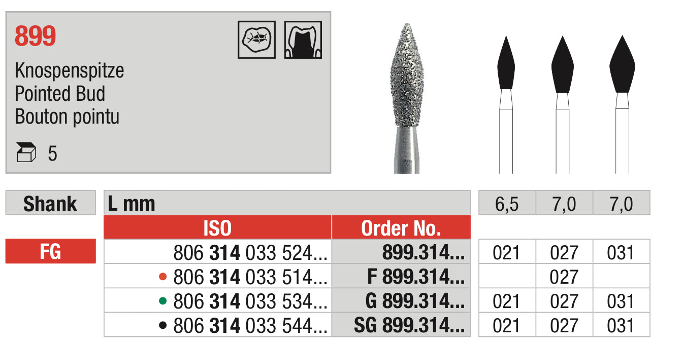 Pointed Bud Diamond Bur - ISO 806 314 033