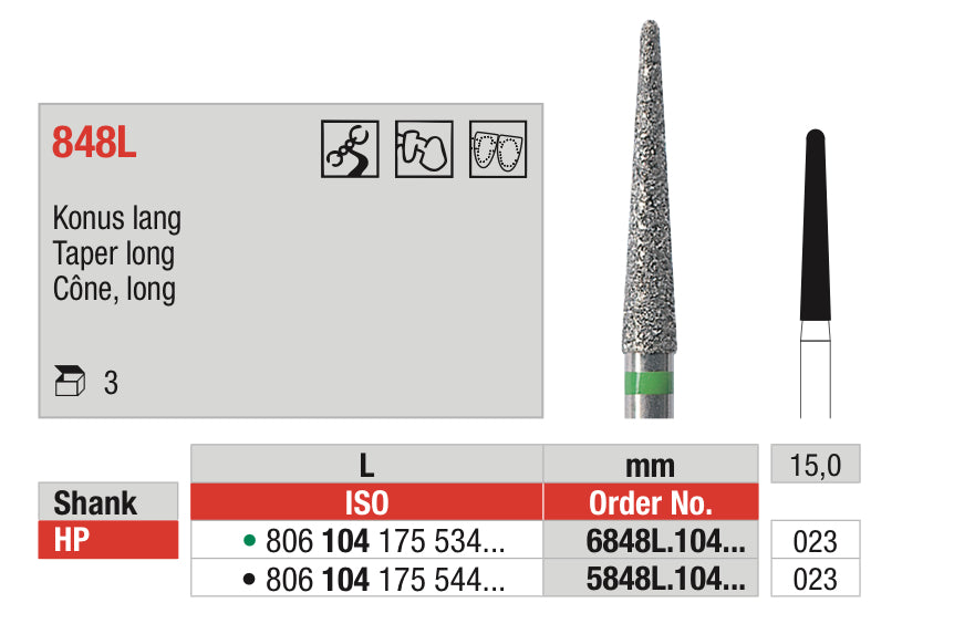 Long Tapered Diamond Bur HP