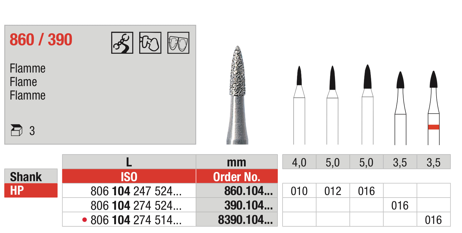 Flame HP Diamond Bur - ISO 806 104 247