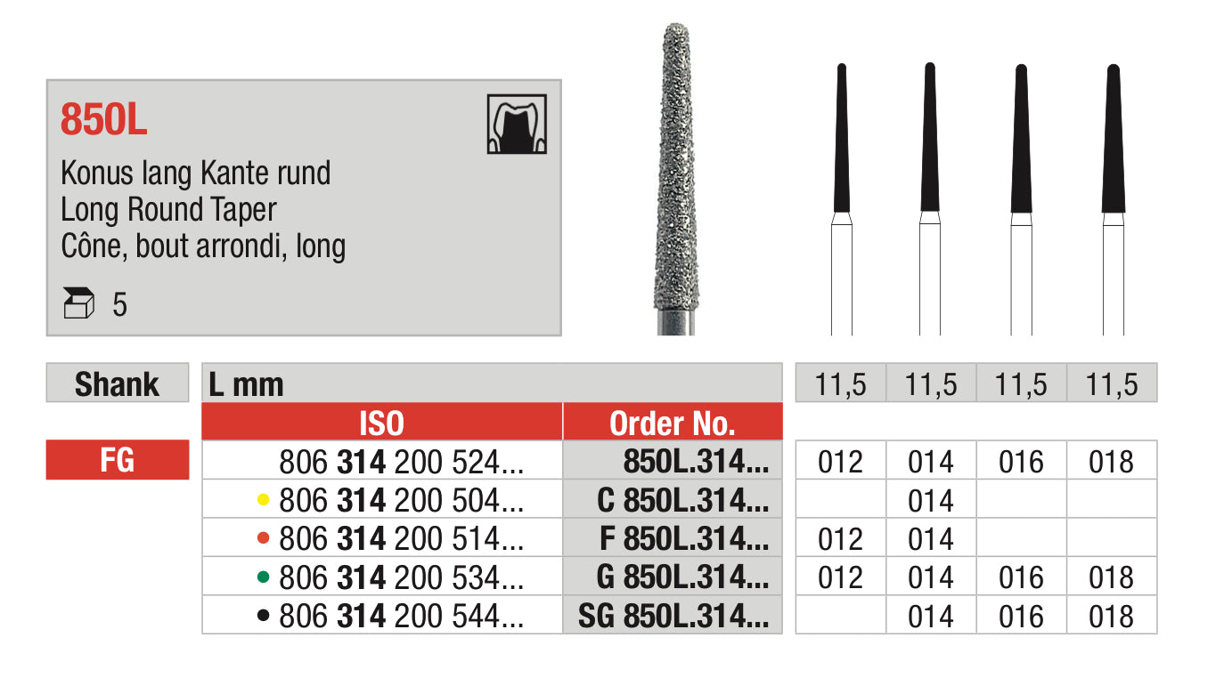Long Round Taper Diamond Bur
