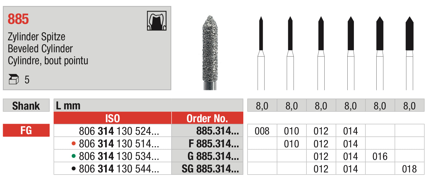 Beveled Cylinder Diamond Bur