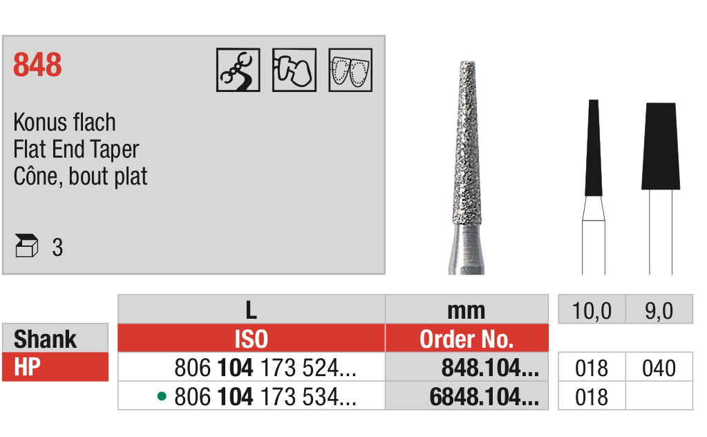 Flat end taper Diamond bur