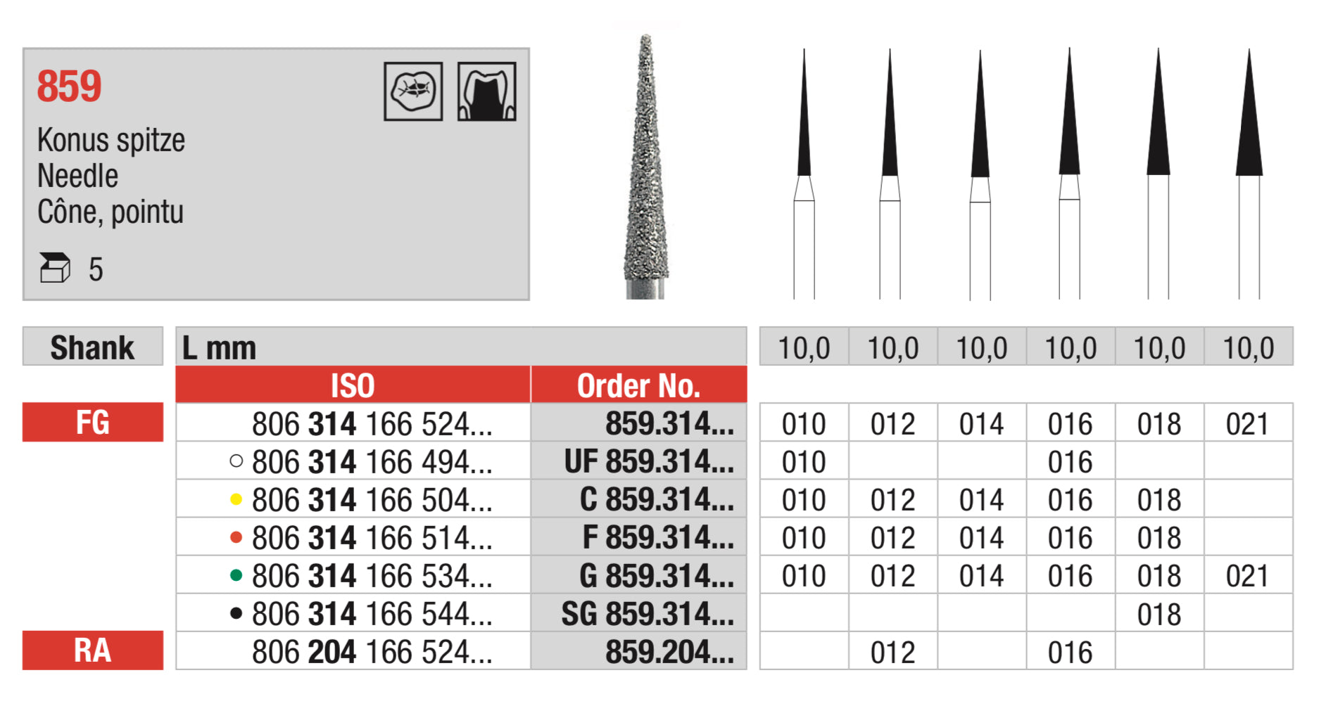 Needle Diamond Bur - ISO 806 314 166