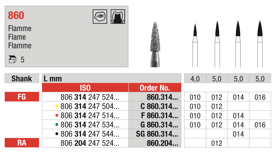 Flame Diamond Bur - ISO 806 314 247