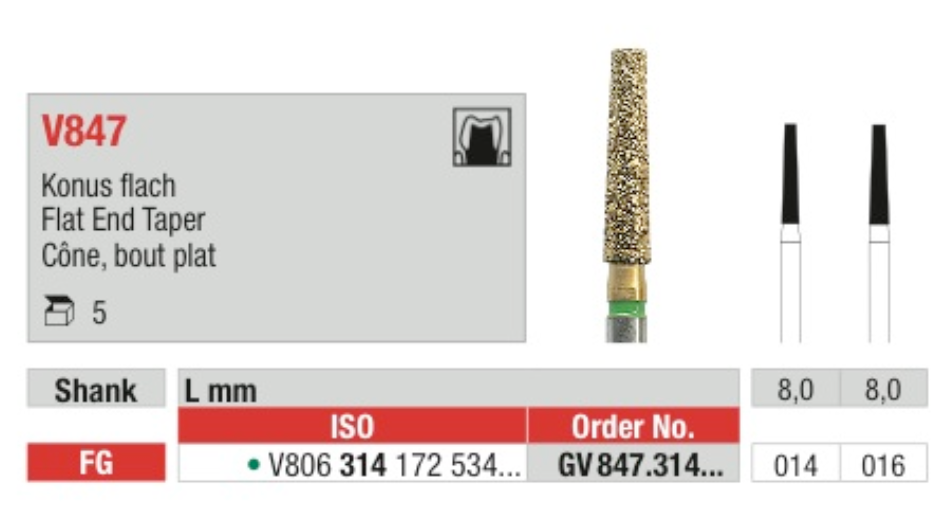 DiaCut Multilayer Diamond Bur FG - Flat End Taper