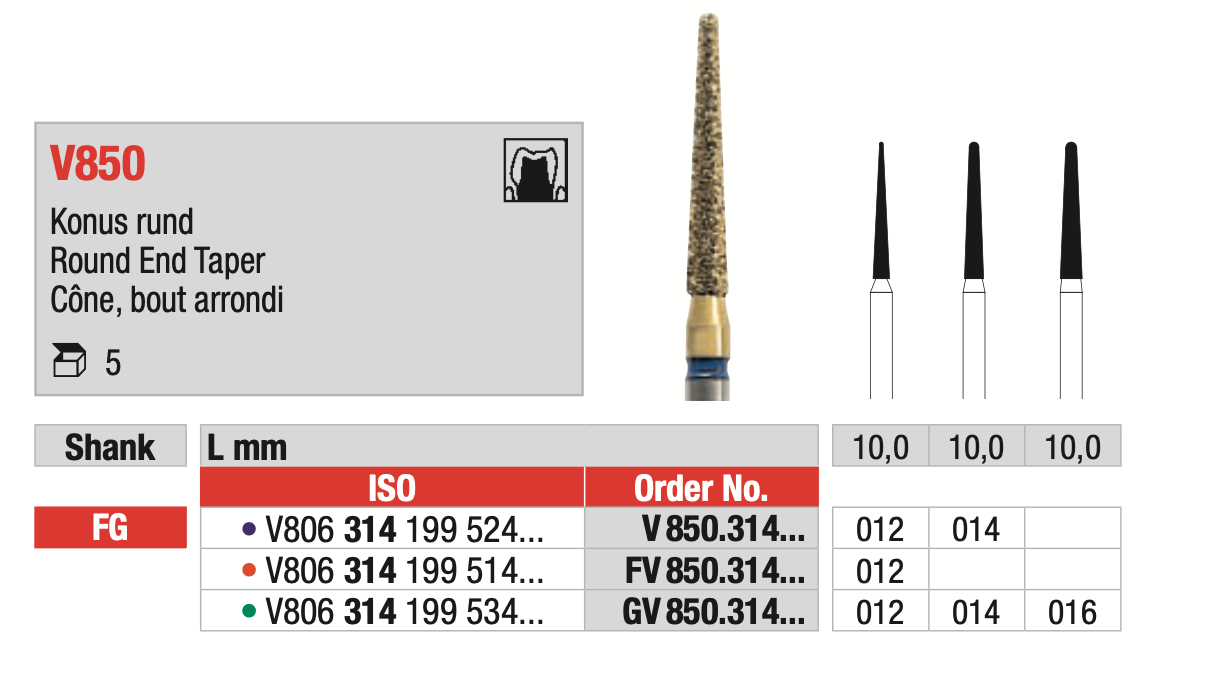 DiaCut Multilayer Diamond Bur FG - Round End Taper