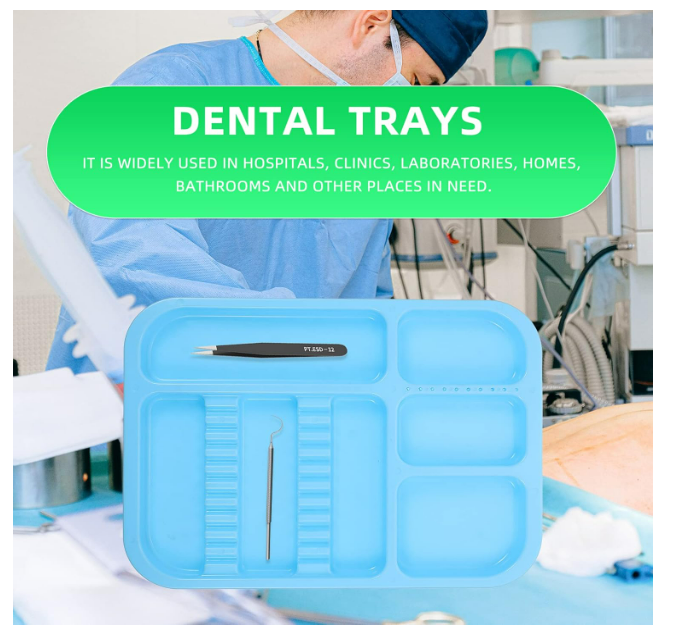 Divided plastic flat tray autoclavable