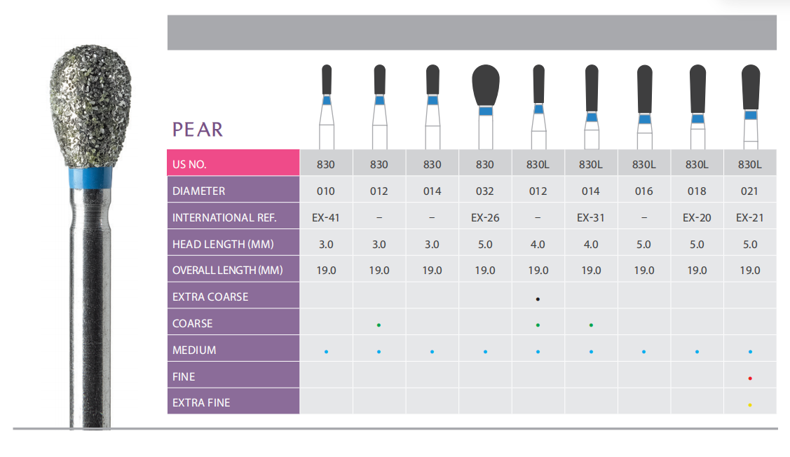 Prima Diamond Bur Pear Long