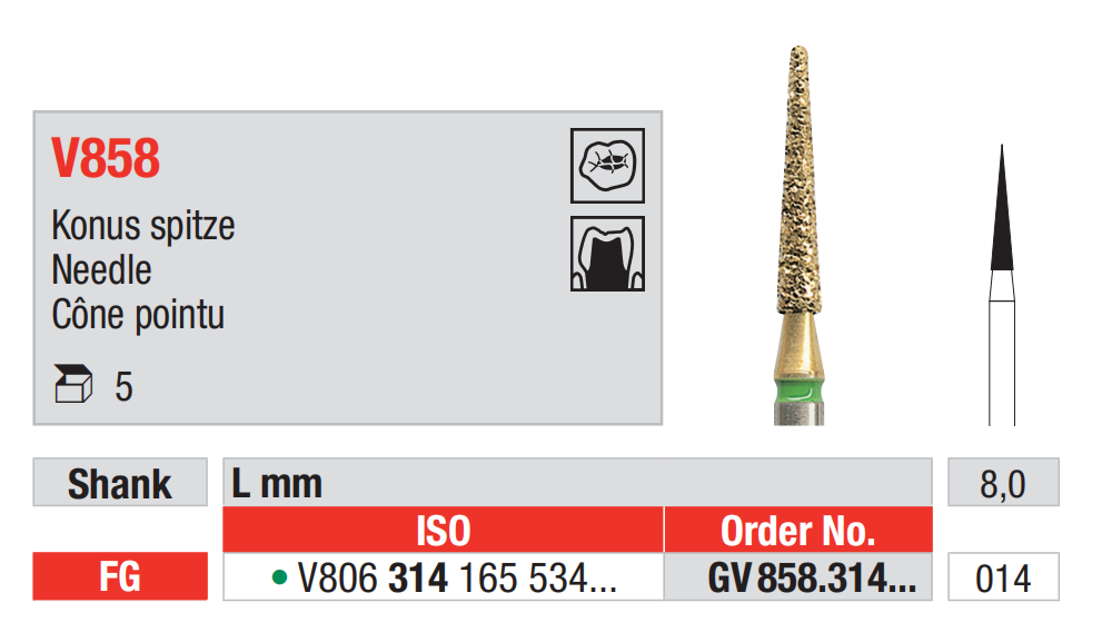 Diamond Bur DiaCut Multilayer Green FG- Needle