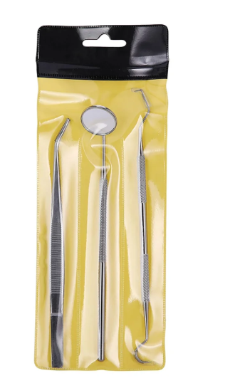 Stainless Steel Examination set: Mirror, Prob, Tweezer