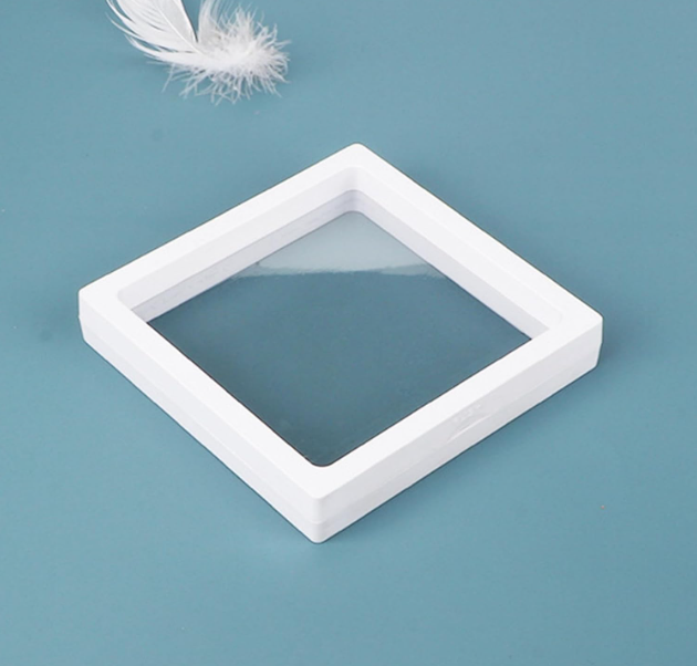 3D Floating Display Case (Membrane suspension Box)- 8.8x8.8cm- Black, Red & White