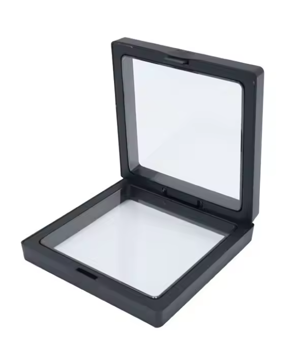 3D Floating Display Case (Membrane suspension Box)- 8.8x8.8cm- Black, Red & White