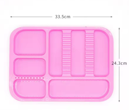 Divided plastic flat tray autoclavable