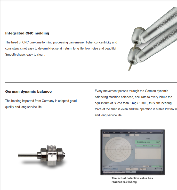 Handpiece Kit- HF19 Standard Push Optical High Speed Contra Angle Handpiece (6 Holes)+ SQ-A3 Quik Coupling