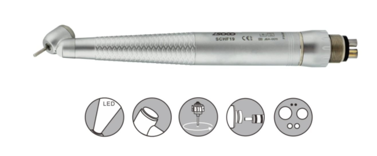 Handpiece Kit- HF19 Standard Push Optical High Speed Contra Angle Handpiece (6 Holes)+ SQ-A3 Quik Coupling