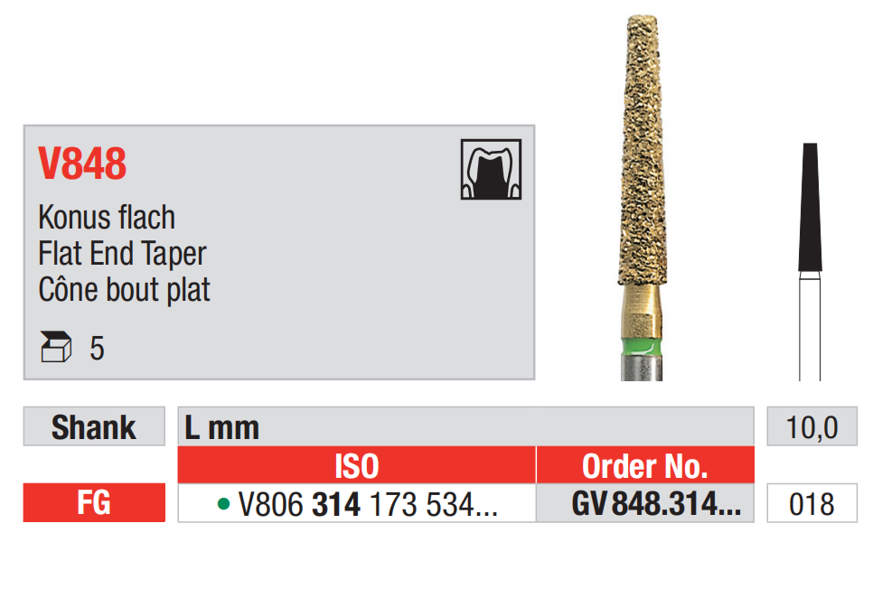Edenta Diamond Bur DiaCut Multilayer FG - Flat End Taper