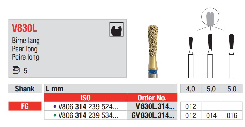 Edenta Diamond Bur DiaCut Multilayer FG- Pear Long