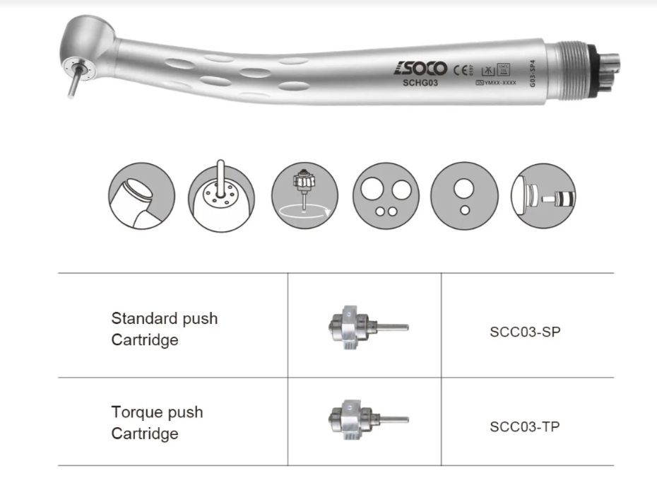 High-Speed Air Turbine Handpiece- Six-Way Spray, 4 Holes- Model: (SCHG03)