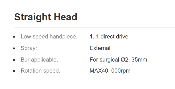 Low-Speed Handpiece- Straight Head Handpiece- Model: (SCHD05-S)