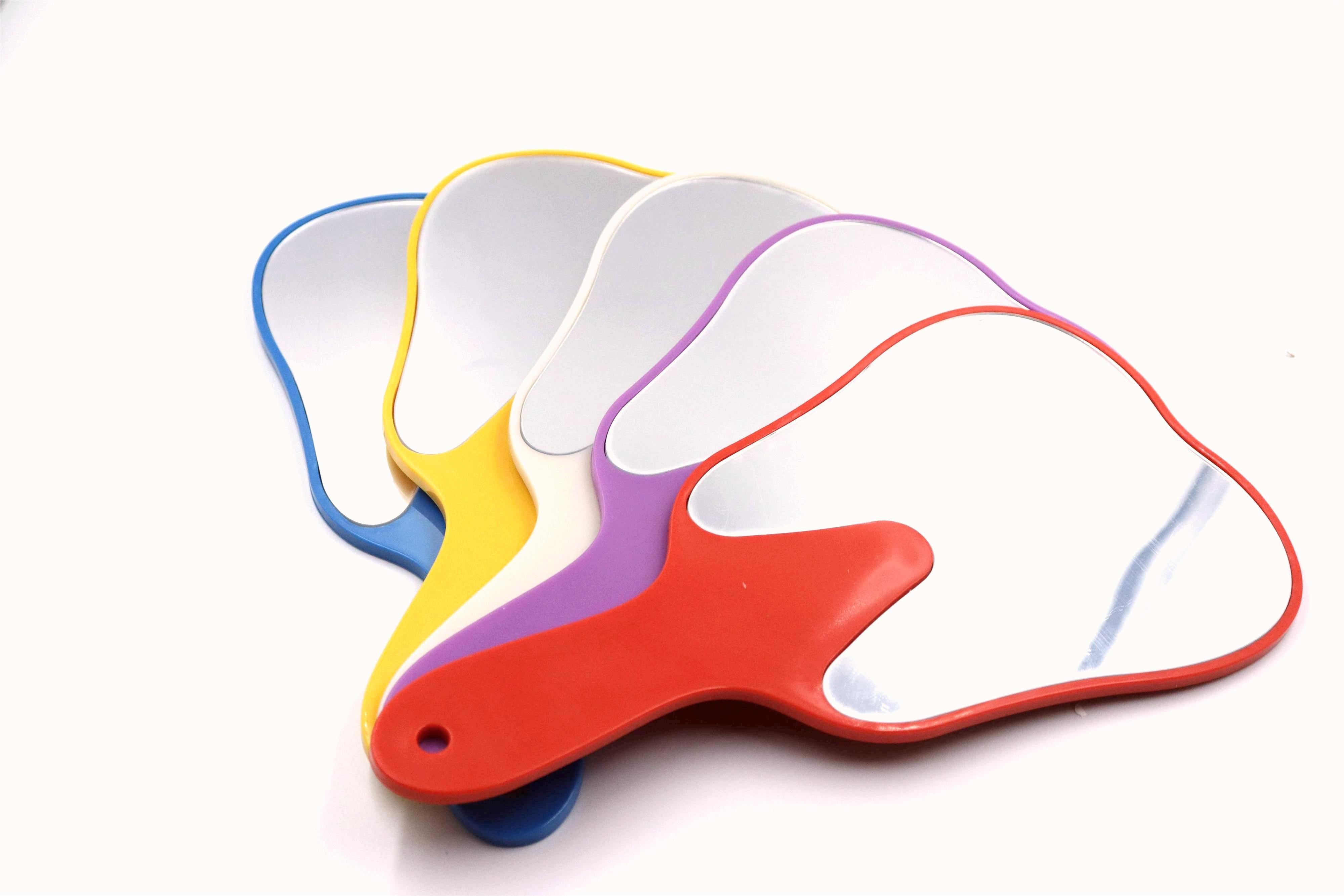 Tooth Shaped Mirror With Plastic Handle - Mixed Colors