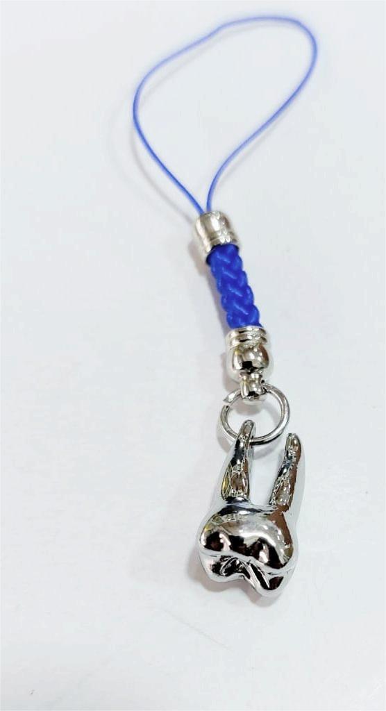 Hanging Mobile Phone Strap With Tooth Shape - Gold & Silver