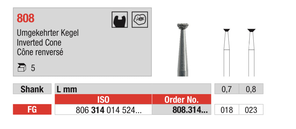 Inverted Cone Diamond Bur - ISO 806 314 014 524