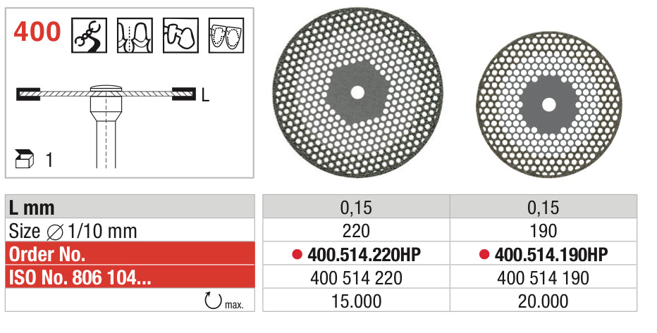 Diamond disc (Diamond open-meshed disc) for ceramics, acrylic and plaster